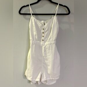 Abercrombie and Fitch, Tie Back White Cotton Short Romper, Size XS